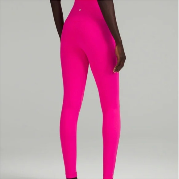 EUC Lululemon Sonic Pink High Rise Align Full Length 28" Leggings size 6 - Picture 4 of 8